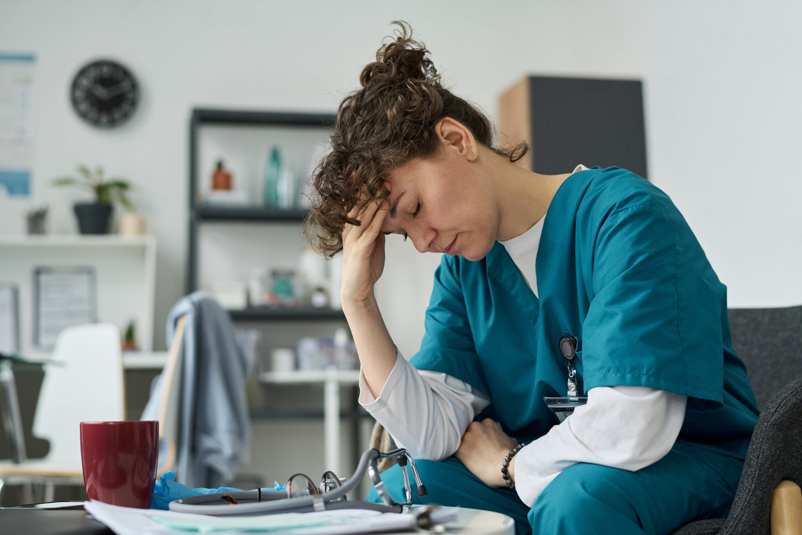 Medical Professional Having Moment of Exhaustion